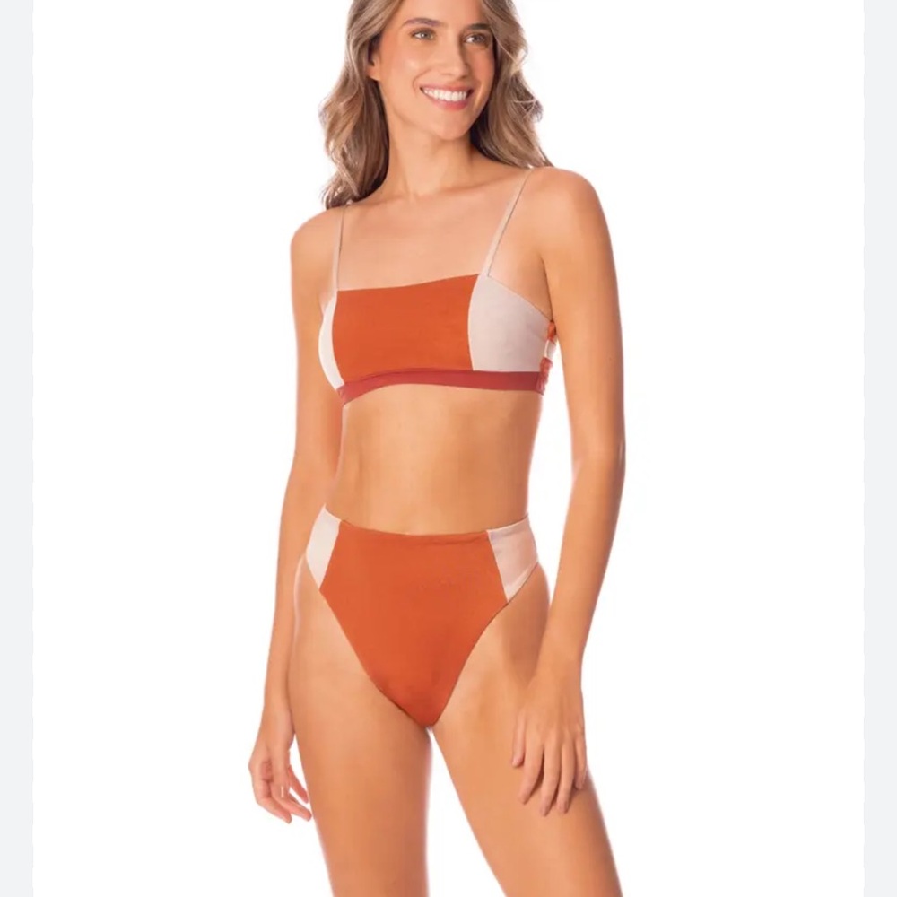 Maaji Orange and Cream Bikini Top